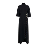 Vestido Maxi de Gola Alta Dourado