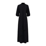 Vestido Maxi de Gola Alta Dourado