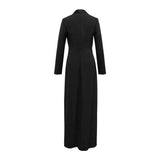 Vestido Maxi de Gola de Smoking com Decote em V Profundo