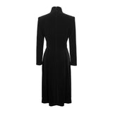 Vestido Midi de Manga Longa e Saia Plena