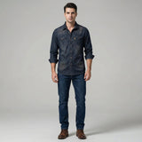 Camisa de Denim com Botões