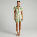Vestido Cocktail em Linho com Estampa Floral
