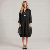Vestido Midi de Linho com Botões